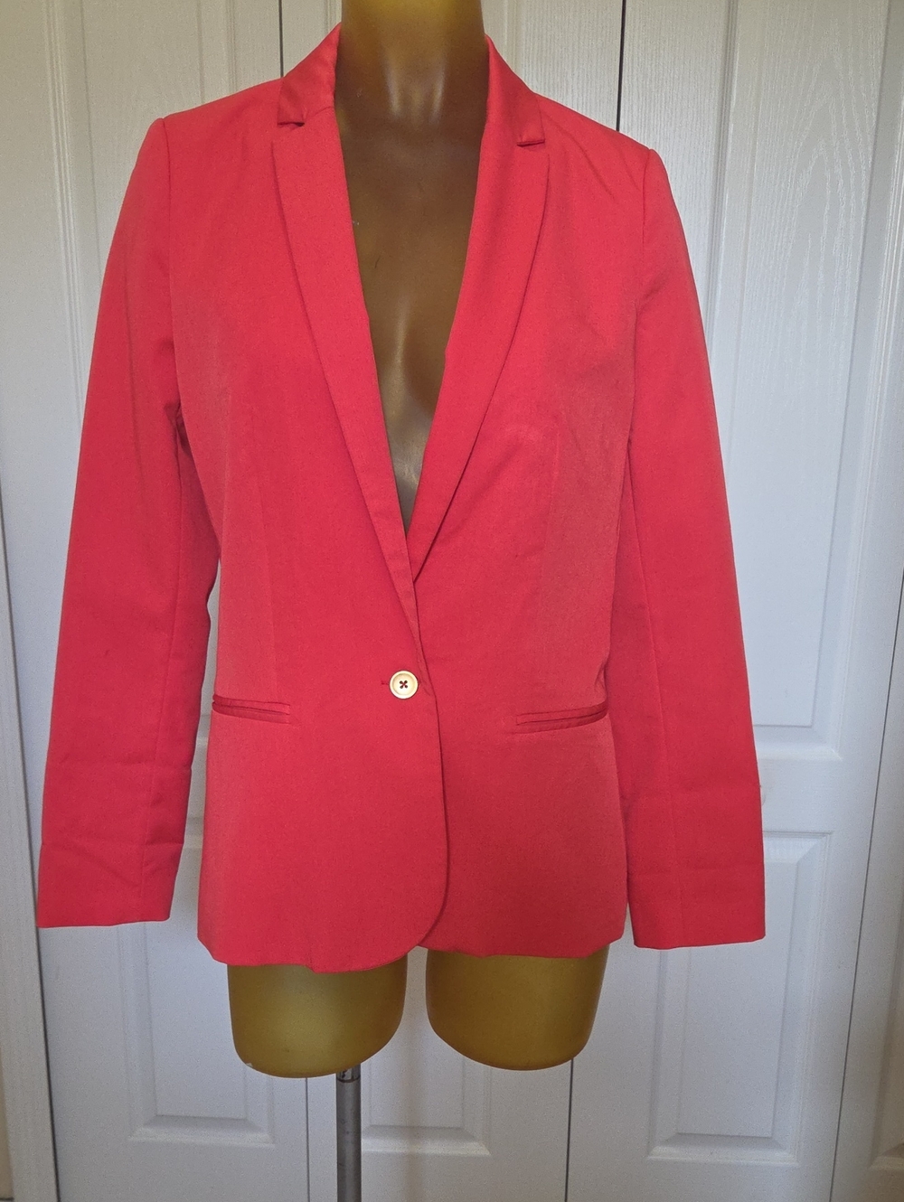 Zara Bright Coral Single-Button Blazer